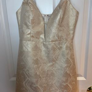 The Room Metallic Gold Chevron Mini Dress
